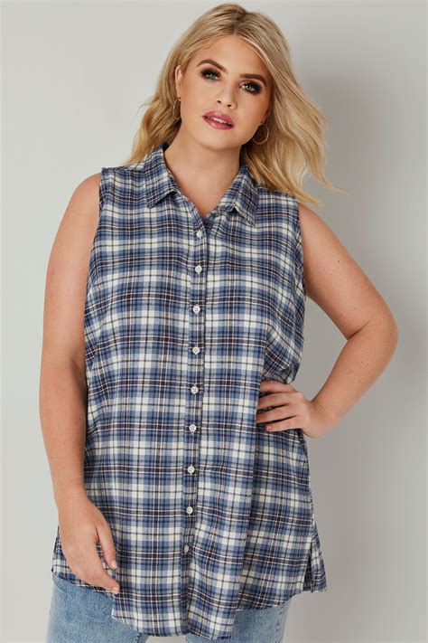 milly blue checker sleeveless shirt.